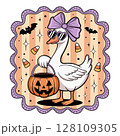 Trick or treat with goose in Halloween illustration  128109305