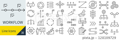 ワークフローに関するアイコンセット ワークフローに関するアイコンセット 128109729