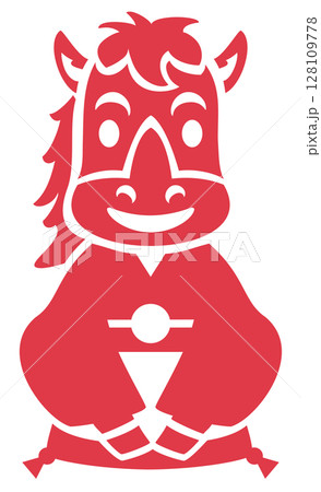 午年のかわいい馬のスタンプ 128109778