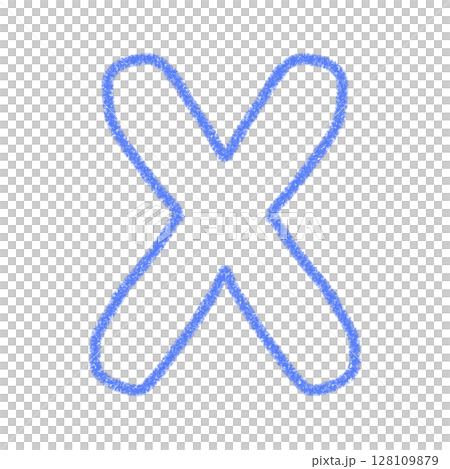 字母X 手寫字母 可愛 素材 藍色 插畫 素材 圖示 蠟筆風格 128109879