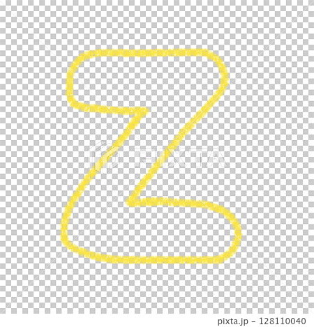 字母Z 手寫字母 可愛 材質 黃色 插圖 材質 圖示 蠟筆風格 128110040
