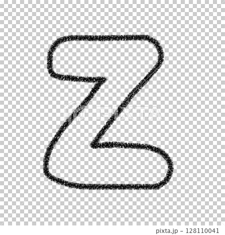 字母Z 手寫字母 可愛素材 黑色 插圖 素材 圖示 蠟筆風格字母 128110041