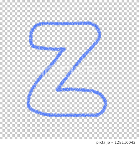 字母Z 手寫字母 可愛 素材 藍色 插圖 素材 圖示 蠟筆風格 128110042
