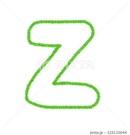 アルファベットZ　 手書き文字　かわいい　素材　緑　イラスト　素材　アイコン　クレヨン風 128110044