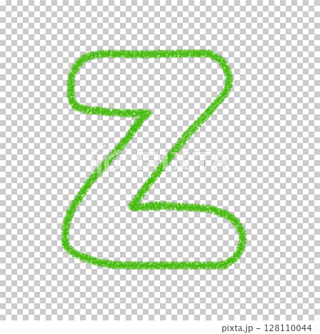 字母Z 手寫字母 可愛素材 綠色 插圖素材 圖示 蠟筆風格 128110044