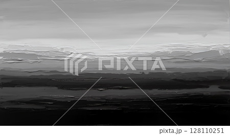 荒野の地層 モノクロの抽象風景画 128110251