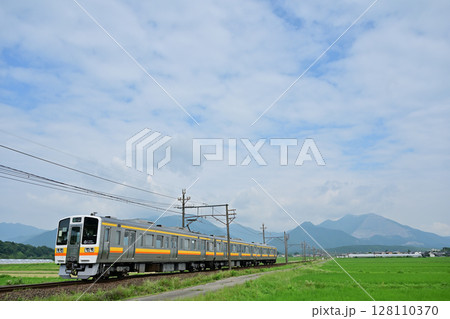 三岐鉄道5000系電車と藤原岳 128110370