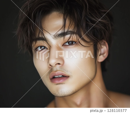 髭の生えた若いアジア人男性 128110377