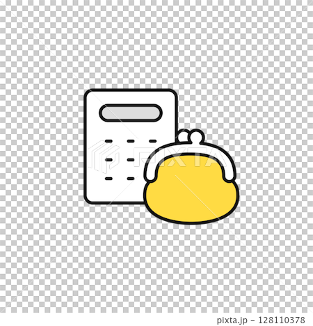 電卓とお財布のシンプルなベクターアイコンイラスト素材 128110378