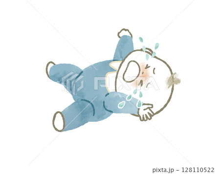 泣いている赤ちゃん-水彩 128110522