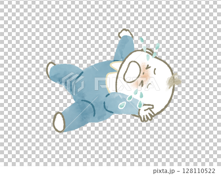 泣いている赤ちゃん-水彩 128110522