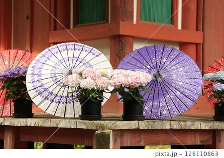 紫陽花と寺 128110863