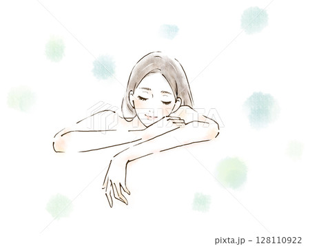 お風呂に入る女性 128110922