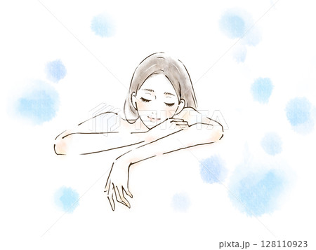 バスルームでリラックス女性のイラスト 128110923