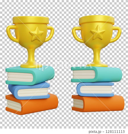 Trophy on Books Symbol of Achievement and Academic Success 3D graphic 128111113