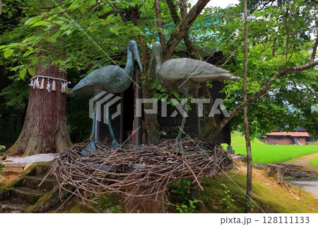 兵庫県 豊岡市 久々比神社 コウノトリの像 兵庫県 豊岡市 久々比神社 コウノトリの像 128111133