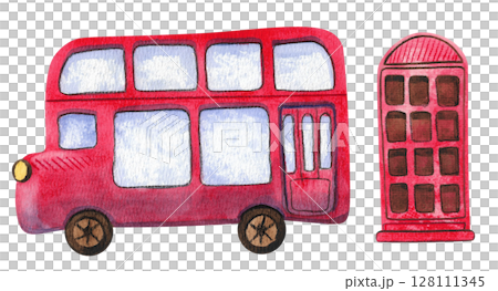 bus, watercolor, car 128111345