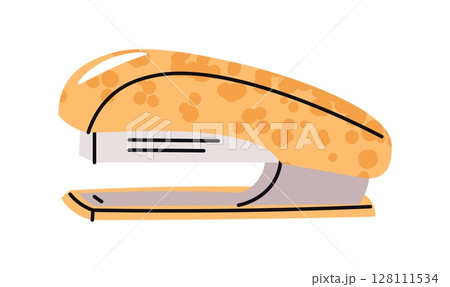 Stapler in Flat Design on White Background. Office and School Stationery Essential for Paperwork, Classroom Projects, and Business Supplies. Perfect for Workplace Branding, Stickers, and Social Media Stapler in Flat Design on White Background. Office and School Stationery Essential for Paperwork, Classroom Projects, and Business Supplies. Perfect for Workplace Branding, Stickers, and Social Media 128111534