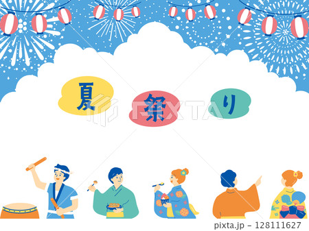 夏祭りを楽しむ人達 128111627