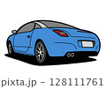フレンチクーペ リアビュー 青色系 自動車イラスト フレンチクーペ リアビュー 青色系 自動車イラスト 128111761