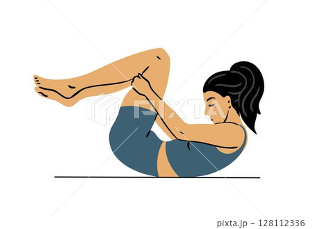 Young beautiful woman doing gymnastics 128112336
