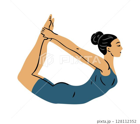 Young beautiful woman doing gymnastics 128112352