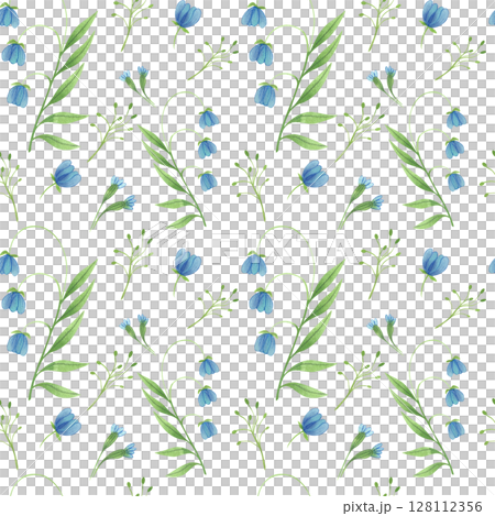 Seamless pattern. Hand drawn floral watercolor illustrations on white background. Spring and summer set of colorful plants. Seamless pattern. Hand drawn floral watercolor illustrations on white background. Spring and summer set of colorful plants. 128112356