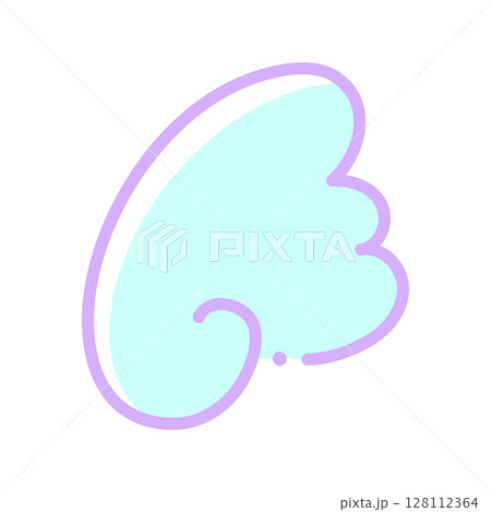 パステルカラーの天使の羽や翼の線画イラスト素材 - シンプルでポップなゆめかわ系の翼のデコレーション 128112364