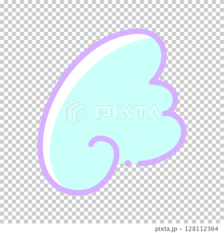 パステルカラーの天使の羽や翼の線画イラスト素材 - シンプルでポップなゆめかわ系の翼のデコレーション 128112364