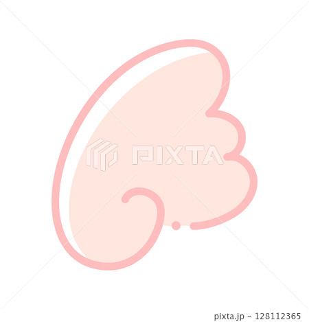 ピンク色の天使の羽の線画イラスト素材 - シンプルでポップなゆめかわ系の翼のデコレーション 128112365