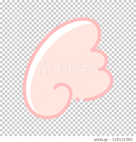 ピンク色の天使の羽の線画イラスト素材 - シンプルでポップなゆめかわ系の翼のデコレーション 128112365