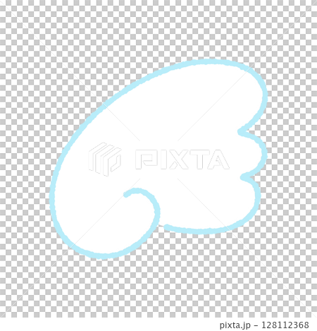 天使的翅膀和翅膀線描插畫素材 - 簡單、流行、可愛、手繪、淡藍色的翅膀裝飾部件 128112368