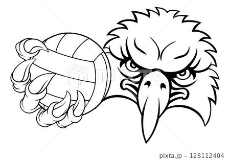 Eagle Hawk Bird Volleyball Volley Ball Mascot 128112404