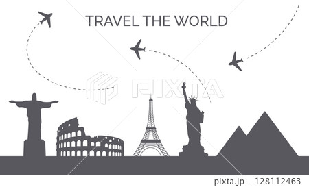 world landmarks silhouettes world landmarks silhouettes 128112463