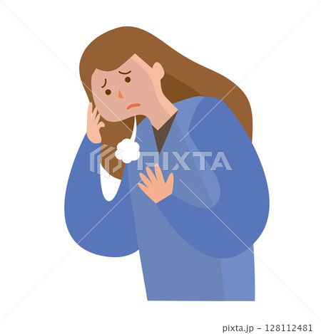 ため息をつく気持ちが落ち込んだ女性 128112481