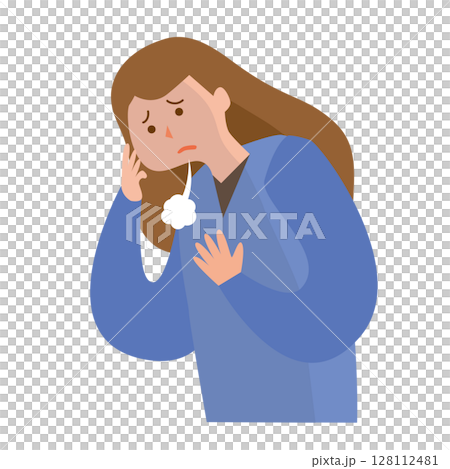 ため息をつく気持ちが落ち込んだ女性 128112481