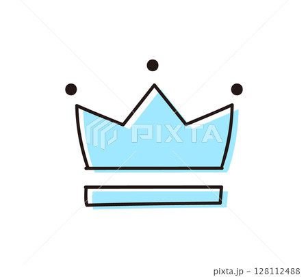 シンプルでかわいい王冠の水色イラスト 128112488