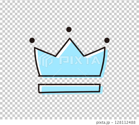 シンプルでかわいい王冠の水色イラスト 128112488