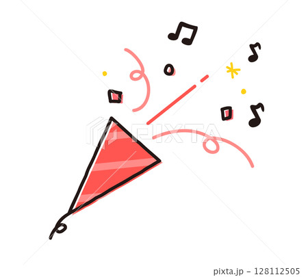 紙吹雪が飛び出すクラッカーのイラスト／誕生日やイベントに使える華やか素材 128112505