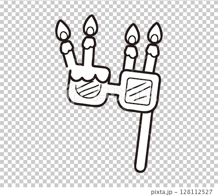 Happy Birthday glass illustration material / Line drawing illustration with a gorgeous candle design 128112527