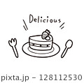Deliciousなカットケーキイラスト／メニュー・パーティ向け線画イラスト 128112530