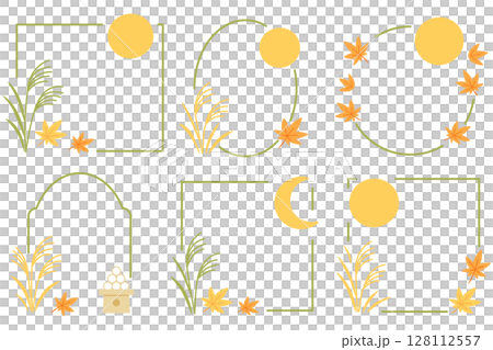 Moon viewing frame set - Autumn, moon and Japanese silver grass design Moon viewing frame set - Autumn, moon and Japanese silver grass design 128112557