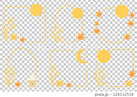 Moon viewing frame set - Autumn, moon and Japanese silver grass design 128112558