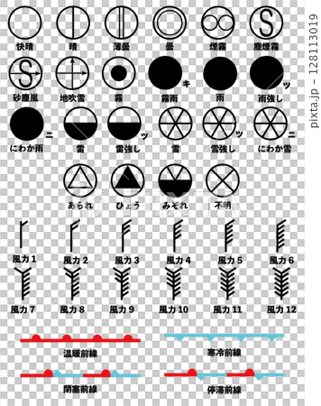 天気記号　セット 128113019