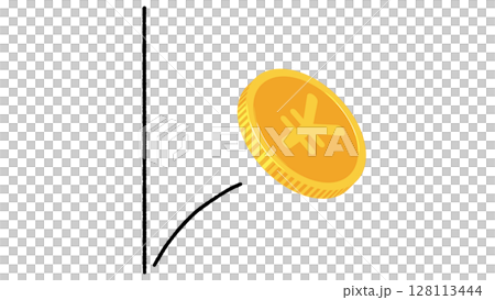 Illustration material of a bouncing yen coin 128113444