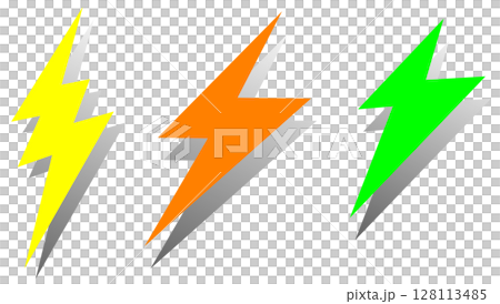 荒天で天気が荒れて稲妻と稲光で光る雷のイラスト 128113485