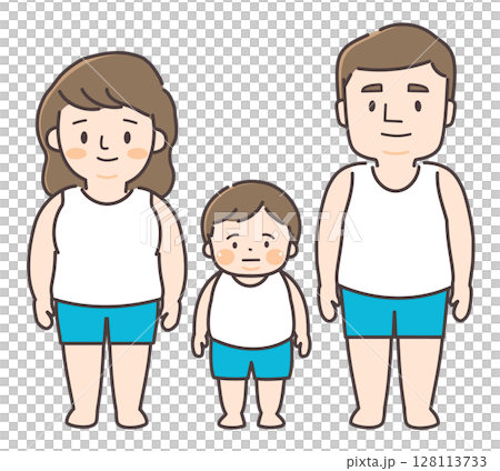 一家三口胖胖的插圖 128113733