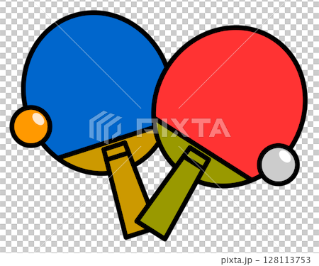 俱樂部活動用乒乓球拍和乒乓球的插圖 128113753
