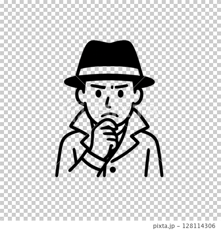 探偵の線画アイコン、イラスト、素材、資料作り、背景なし 128114306