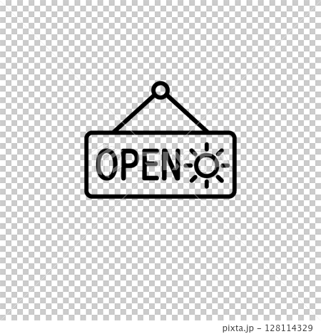 開店の線画アイコン、イラスト、素材、資料作り、背景なし 128114329